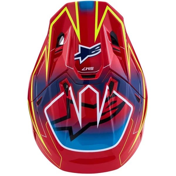Casca cross-enduro ALPINESTARS SUPERTECH S-M7 CAST ECE06 S Rosu/Galben fluo/Albastru, 2