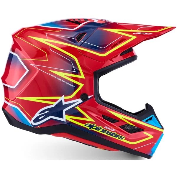 Casca cross-enduro ALPINESTARS SUPERTECH S-M7 CAST ECE06 S Rosu/Galben fluo/Albastru, 6