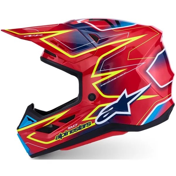 Casca cross-enduro ALPINESTARS SUPERTECH S-M7 CAST ECE06 S Rosu/Galben fluo/Albastru, 10