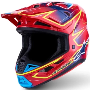 Casca cross-enduro ALPINESTARS SUPERTECH S-M7 CAST ECE06 S Rosu/Galben fluo/Albastru, 22