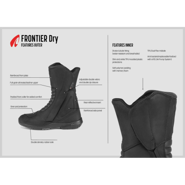Cizme Moto Touring Frontier Dry Black, 6