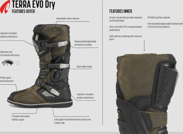Cizme Moto Adventure Touring Terra Evo Dry Black, 17