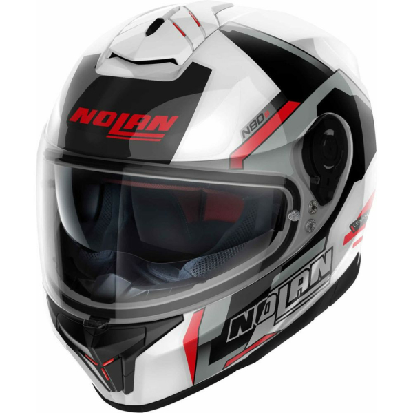 Casca Moto Full-Face N80-8 Wanted N-Com Metal Wite Red Black Silver 24, 2