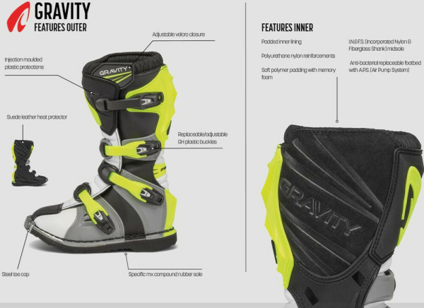 Cizme Enduro Copii Gravity Grey White Yellow Fluo, 11