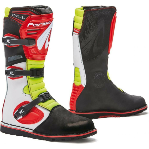 Cizme Moto Boulder White/Red/Yellow Fluo, 3