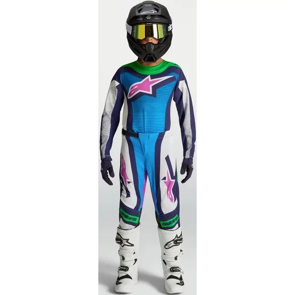 Pantaloni cross-enduro de copii ALPINESTARS SUPERTECH MAVEN 2027 26 Alb/Roz/Albastru, 6