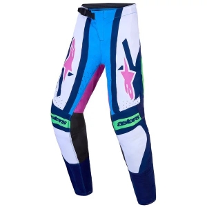 Pantaloni cross-enduro de copii ALPINESTARS SUPERTECH MAVEN 2027 26 Alb/Roz/Albastru