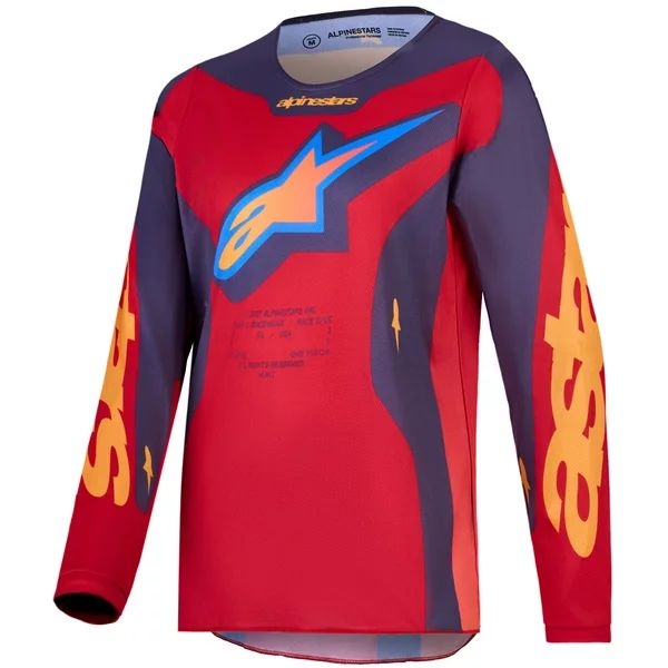 Tricou cross-enduro de copii ALPINESTARS FLUID HUNT 2027 S Rosu/Gri/Coral, 2