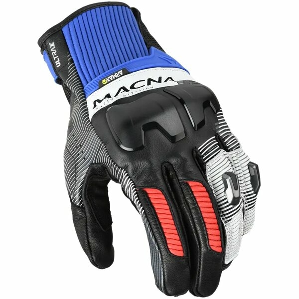 Manusi de piele MACNA ULTRAXX 2.0 XXL Negru/Albastru/Rosu, 3