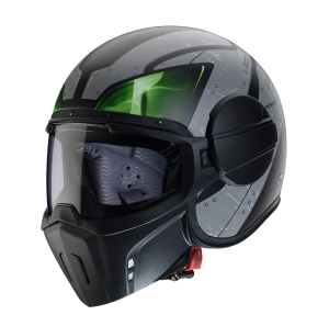 Casca Caberg model Ghost X Vyrus P7 negru/gri/verde fluor mat - fibra de sticla - omologare noua ECE 22.06 - Negru/gri/verde fluor mat , M (57/58cm)