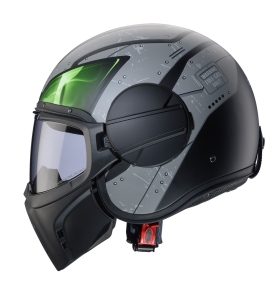 Casca Caberg model Ghost X Vyrus P7 negru/gri/verde fluor mat - fibra de sticla - omologare noua ECE 22.06 - Negru/gri/verde fluor mat , L (59/60cm)