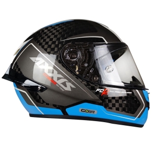 Casca integrala Axxis Cobra Rage A0 alb/albastru lucios carbon - 100% carbon - Alb/albastru lucios , M (57/58cm)