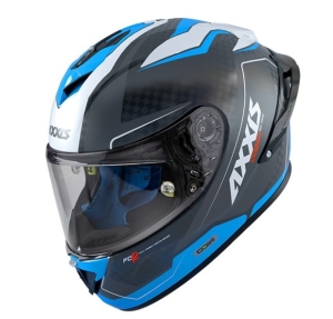 Casca integrala Axxis Cobra Rage A0 alb/albastru lucios carbon - 100% carbon - Alb/albastru lucios , S (55/56cm)