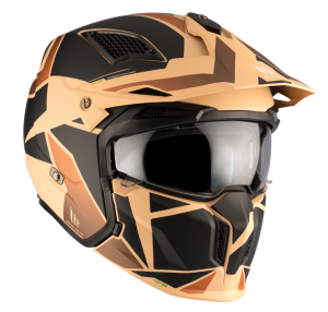 Casca MT Streetfighter SV S P1R B9 maro mat (ochelari soare integrati) - masca (protectie) barbie si cozoroc detasabile - omologare noua ECE 22.06 - Maro mat , XS (53/54cm)