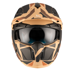 Casca MT Streetfighter SV S P1R B9 maro mat (ochelari soare integrati) - masca (protectie) barbie si cozoroc detasabile - omologare noua ECE 22.06 - Maro mat , L (59/60cm)