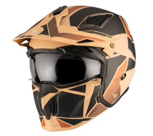 Casca MT Streetfighter SV S P1R B9 maro mat (ochelari soare integrati) - masca (protectie) barbie si cozoroc detasabile - omologare noua ECE 22.06 - Maro mat , XL (61/62cm)