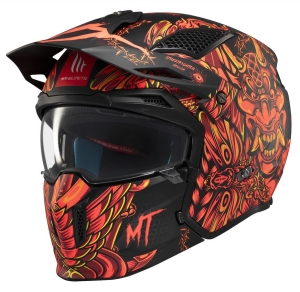 Casca MT Streetfighter SV S B5 Hellish rosu mat (ochelari soare integrati) - masca (protectie) barbie si cozoroc detasabile - omologare noua ECE 22.06 - Rosu mat , L (59/60cm)