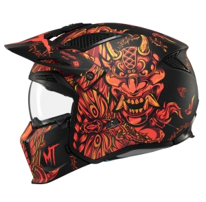 Casca MT Streetfighter SV S B5 Hellish rosu mat (ochelari soare integrati) - masca (protectie) barbie si cozoroc detasabile - omologare noua ECE 22.06 - Rosu mat , XL (61/62cm)