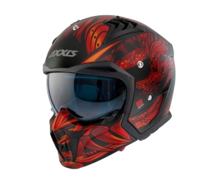 Casca Axxis model Hunter SV ONI B5 rosu mat (ochelari soare integrati) - masca (protectie) barbie si cozoroc detasabile - Rosu mat , L (59/60cm)