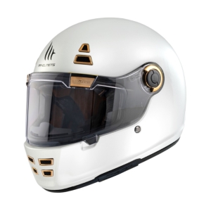 Casca integrala MT Jarama A0 alb lucios - model Retro - Cafe Racer - Alb lucios , M (57/58cm)