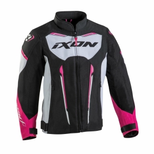 Geaca (jacheta) motociclete copii Racing/Roadster Ixon vara model Striker AIR KID culoare: negru/alb/fuchsia (roz) - Negru/alb/fuchsia (roz) , 8 ani