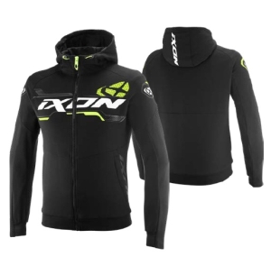 Geaca (hanorac tip hoodie) motociclete barbati Urban Ixon vara model Touchdown Ultra MS culoare: negru/alb/galben - Negru/alb/galben , L