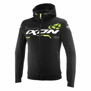 Geaca (hanorac tip hoodie) motociclete barbati Urban Ixon vara model Touchdown Ultra MS culoare: negru/alb/galben - Negru/alb/galben , XL