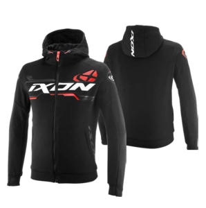 Geaca (hanorac tip hoodie) motociclete barbati Urban Ixon vara model Touchdown Ultra MS culoare: negru/alb/rosu - Negru/alb/rosu , XXL