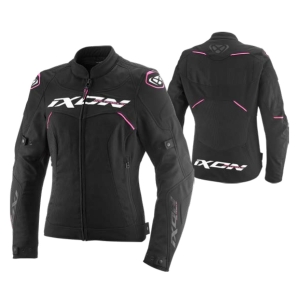 Geaca (jacheta) motociclete femei Racing/Roadster Ixon All season model Meteor 31 LS culoare: negru/alb/roz (concept 3 in 1) - Negru/alb/roz , XL