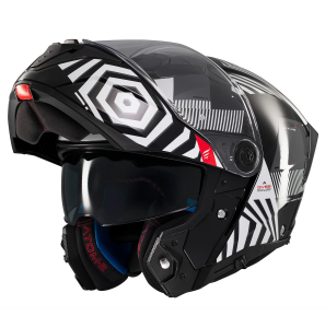 Casca modulabila MT Atom 2 SV Strange B2 negru/alb lucios (ochelari soare integrati) Pinlock Ready - tip viziera: MT-V-35 - Negru/alb lucios , XS (53/54cm)