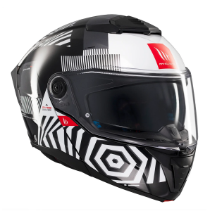 Casca modulabila MT Atom 2 SV Strange B2 negru/alb lucios (ochelari soare integrati) Pinlock Ready - tip viziera: MT-V-35 - Negru/alb lucios , XL (61/62cm)