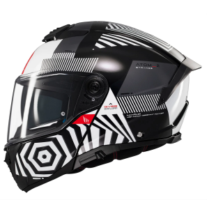 Casca modulabila MT Atom 2 SV Strange B2 negru/alb lucios (ochelari soare integrati) Pinlock Ready - tip viziera: MT-V-35 - Negru/alb lucios , XXL (63/64cm)