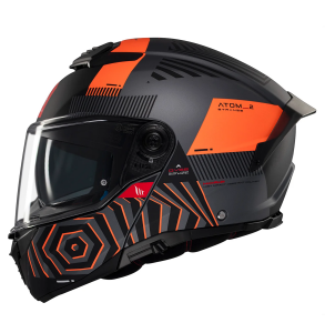 Casca modulabila MT Atom 2 SV Strange C4 gri/portocaliu mat (ochelari soare integrati) Pinlock Ready - tip viziera: MT-V-35 - Gri/portocaliu mat , M (57/58cm)