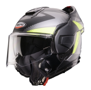 Casca modulabila (flip-back) Caberg model Trip SV Lunar L6 negru/gri/galben fluor mat Pinlock ready - lentila Pinlock inclusa - Negru/gri/galben fluor mat , XS (53/54cm)