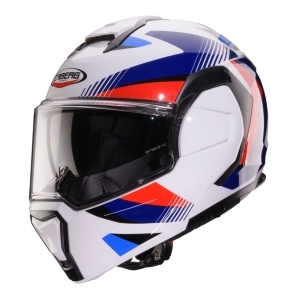 Casca modulabila (flip-back) Caberg model Trip SV Lunar O5 alb/rosu/albastru lucios Pinlock ready - lentila Pinlock inclusa - Alb/rosu/albastru lucios , M (57/58cm)