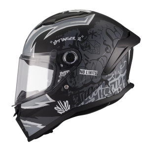 Casca integrala MT Stinger 2 Kids Tagger B2 negru mat - tip viziera: MT-V-28B - casca de copii - Negru mat , L kids (53/54cm)