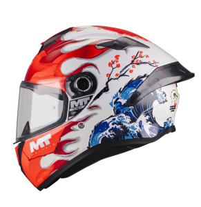 Casca integrala MT Targo S Yamanaka A5 alb/rosu lucios - omologare noua ECE 22.06 - tip viziera: MT-V-14 - Alb/rosu lucios , M (57/58cm)