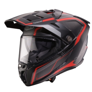 Casca adventure/off road Caberg model Tanami SV Gravity Q8 rosu/gri/negru carbon Pinlock ready - lentila Pinlock inclusa (100% carbon) - Rosu/gri/negru , XS (53/54cm)