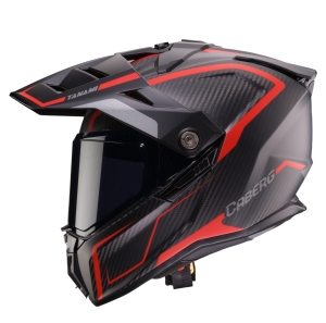 Casca adventure/off road Caberg model Tanami SV Gravity Q8 rosu/gri/negru carbon Pinlock ready - lentila Pinlock inclusa (100% carbon) - Rosu/gri/negru , M (57/58cm)