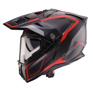 Casca adventure/off road Caberg model Tanami SV Gravity Q8 rosu/gri/negru carbon Pinlock ready - lentila Pinlock inclusa (100% carbon) - Rosu/gri/negru , L (59/60cm)