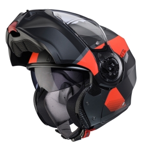 Casca modulabila (flip-up) Caberg model Duke Evo SV Indy L2 gun metal (titanium)/rosu fluor/negru mat Pinlock ready - lentila Pinlock inclusa - Gun metal (titanium)/rosu fluor/negru mat , XS (53/54cm)