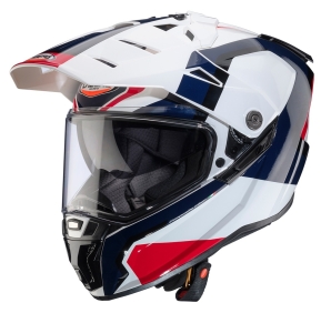 Casca adventure/off road Caberg model Tanami SV Scram H7 alb/rosu/albastru lucios Pinlock ready - lentila Pinlock inclusa - Alb/rosu/albastru lucios , L (59/60cm)