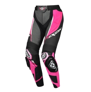 Pantaloni motociclete femei piele Racing Ixon vara model Vortex 3 LS culoare: negru/roz/alb - Negru/roz/alb , M