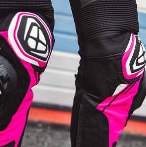 Pantaloni motociclete femei piele Racing Ixon vara model Vortex 3 LS culoare: negru/roz/alb - Negru/roz/alb , XL