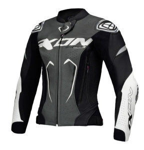 Geaca (jacheta) motociclete femei piele Racing Ixon vara model Vortex 3 LS culoare: negru/antracit/alb - Negru/antracit/alb , XL