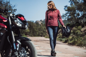 Geaca (jacheta) motociclete femei Touring/Adventure/Urban Ixon All season model Burning LS culoare: burgundy (visiniu) (geaca laminata; waterproof si pe exterior) - Burgundy (visiniu) , 2XL