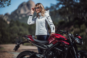 Geaca (jacheta) motociclete femei Touring/Adventure/Urban Ixon All season model Burning LS culoare: gri deschis (light grey) (geaca laminata; waterproof si pe exterior) - Gri lucios , L