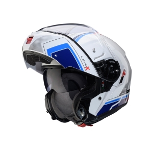 Casca modulabila (flip-up) Caberg model Levo X Elite O5 alb/albastru/rosu lucios Pinlock ready - lentila Pinlock inclusa (fibra de sticla) - Alb/albastru/rosu lucios , S (55/56cm)