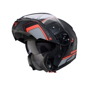 Casca modulabila (flip-up) Caberg model Levo X Elite L7 negru/gri/rosu fluor mat Pinlock ready - lentila Pinlock inclusa (fibra de sticla) - Negru/gri/rosu fluor mat , L (59/60cm)