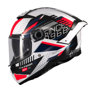 Casca integrala MT Thunder 4 SV Luminence A7 alb/rosu/albastru lucios (ochelari soare integrati) - tip viziera: MT-V-28B - Alb/rosu/albastru lucios , S (55/56cm)